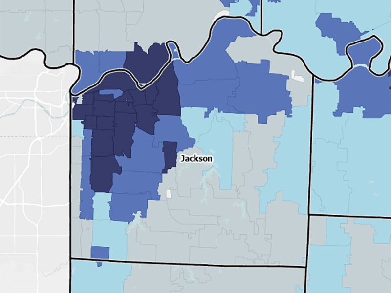 Map Room obesity ZHR 2024 layer focused on Jackson County, MO